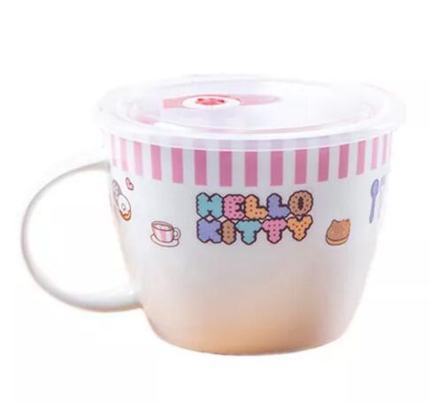 HELLOKITTY彩虹条纹泡面碗-粉K1850-G209
